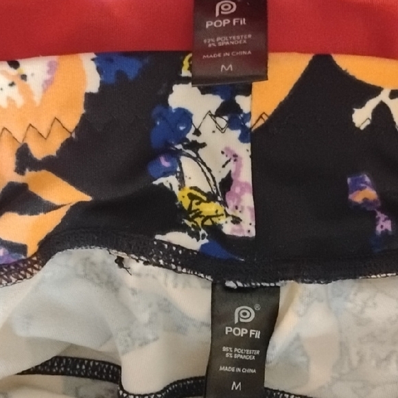 ❤️ Pop Fit Set Pink and Floral Women's Leggings Excellent Condition Size Medium - Picture 2 of 6